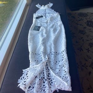 White lace midi dress